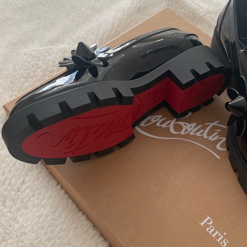 Christian Louboutin Glossy Black Loafers with Floral AccentNew with storereceipt - Picture 4 of 6